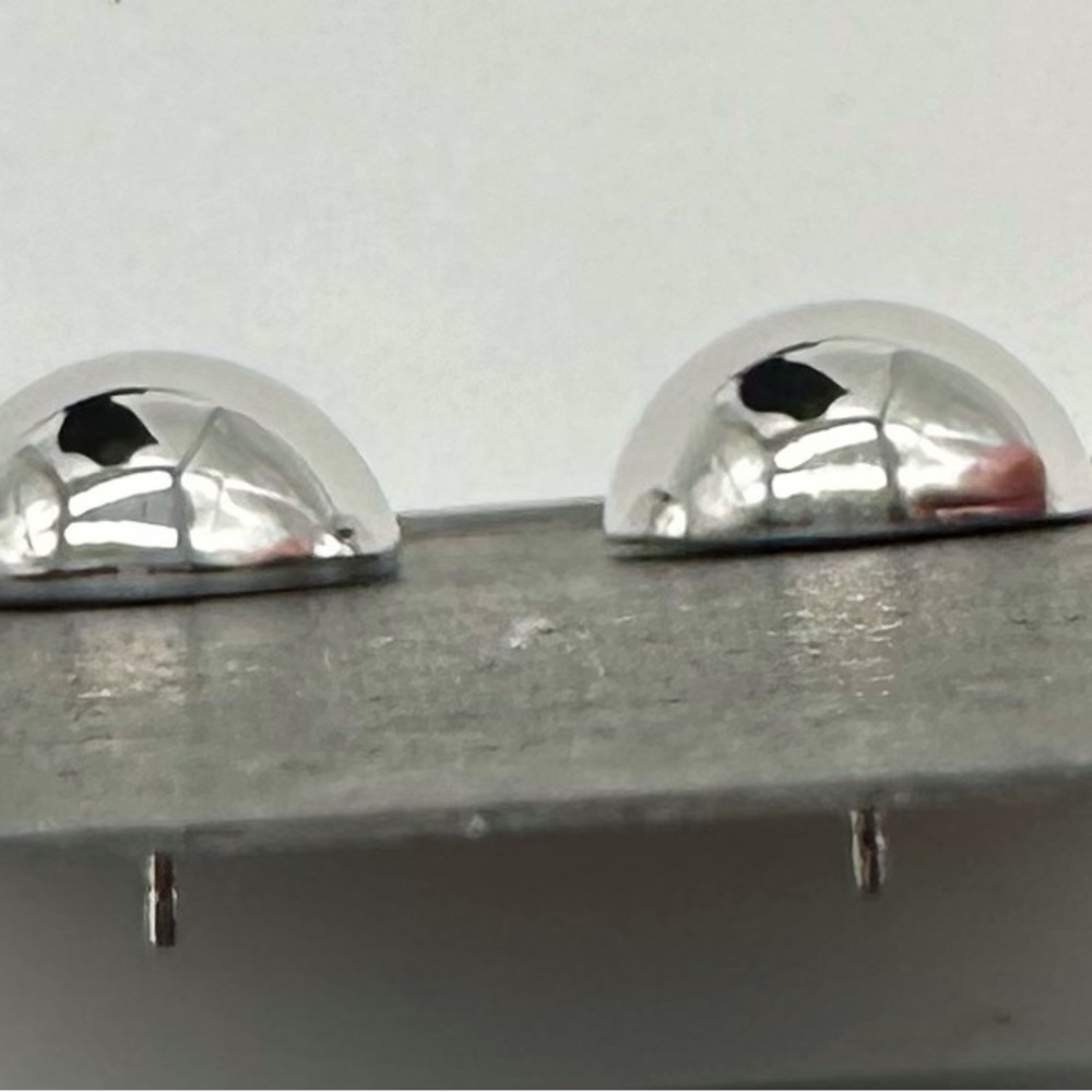 Carla Vintage Stainless Steel Half Ball Stud Earrings Signed Silver Made USA - Picture 6 of 9